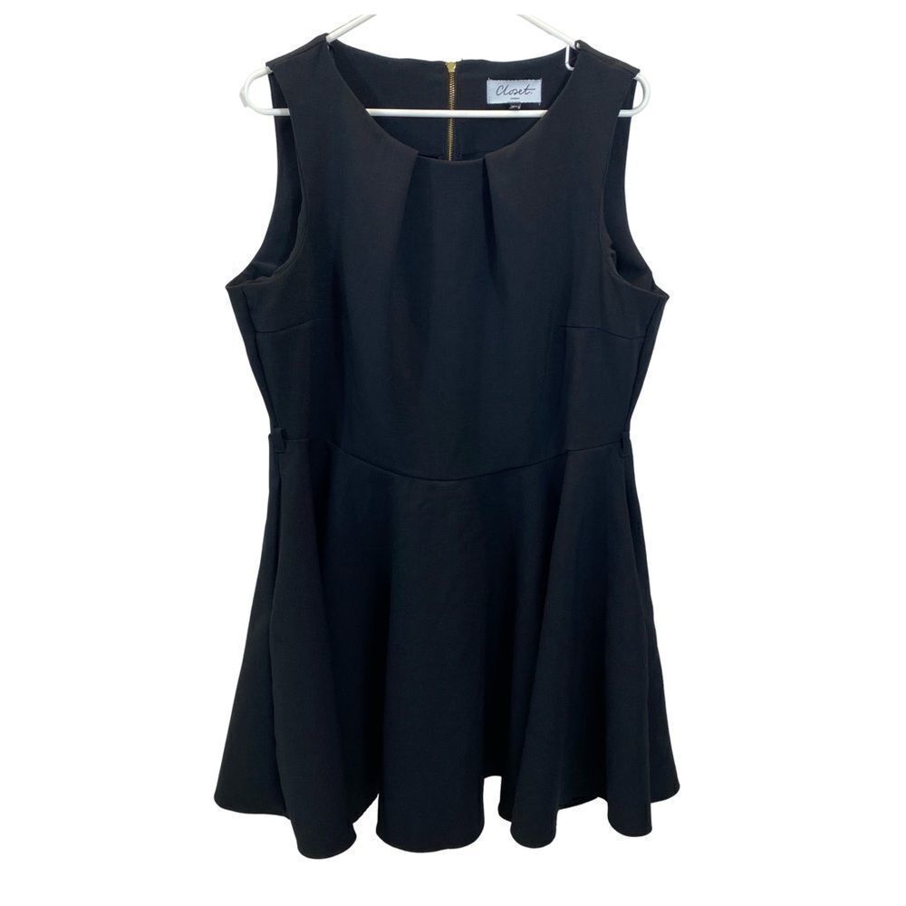 Closet London Brand Black Sleeveless Mini Dress Full Skirt‎ Size 18